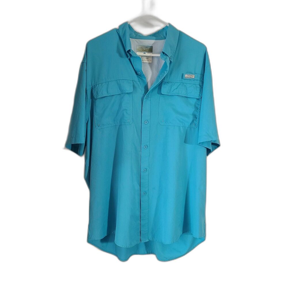 Ocean + Coast Big & Tall Ocean advantage large tall LT Blue fishing shirt